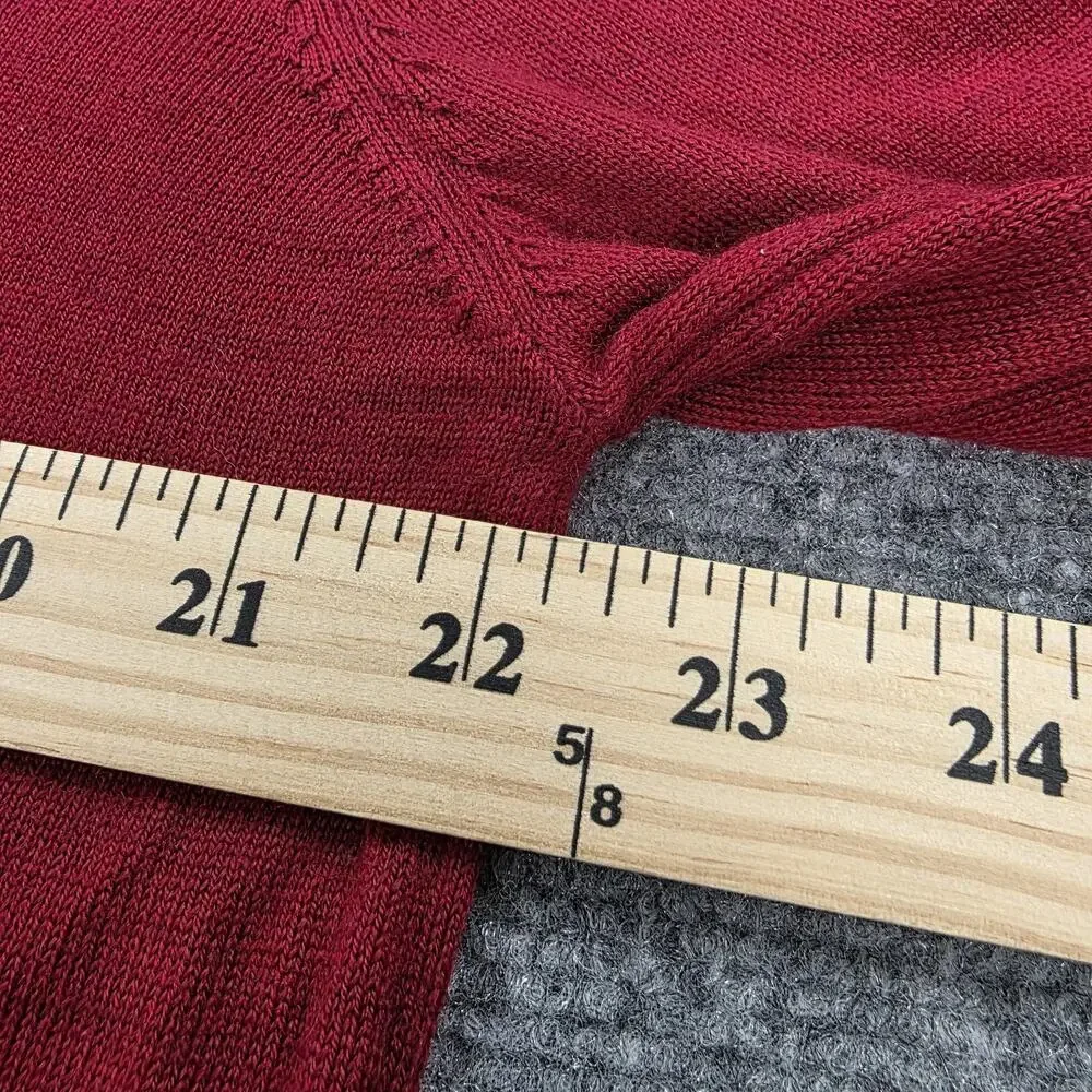 Paul Costelloe Living Sweater Mens Large Red Merino Wool 1/4 Zip Mock Neck